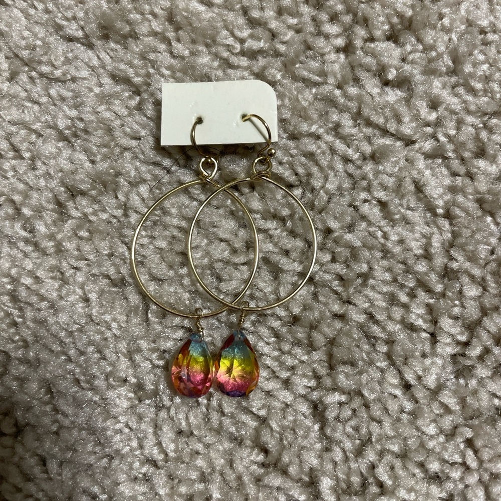 Colorful Teardrop Hoop Earrings